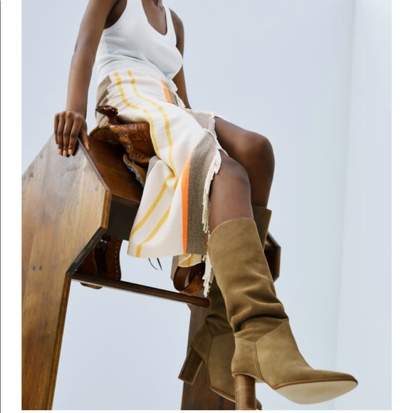 Zara Shoes - Zara heeled suede knee high boots